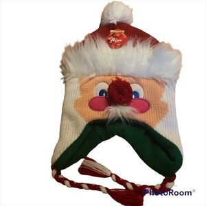NWT Mens Santa Claus Peruvian Trapper hat fleece lined